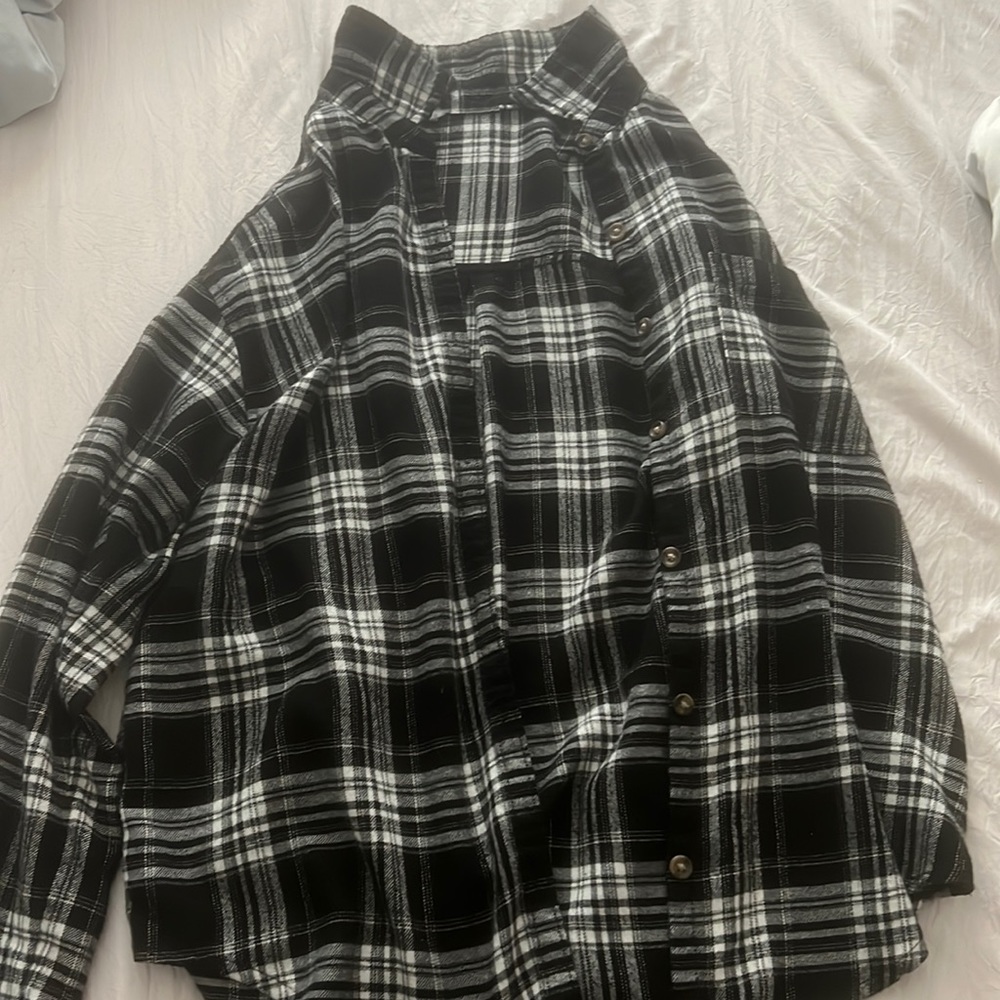 Button down shirt, black and white barely worn